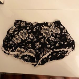 Black and White Floral Forever 21 Shorts